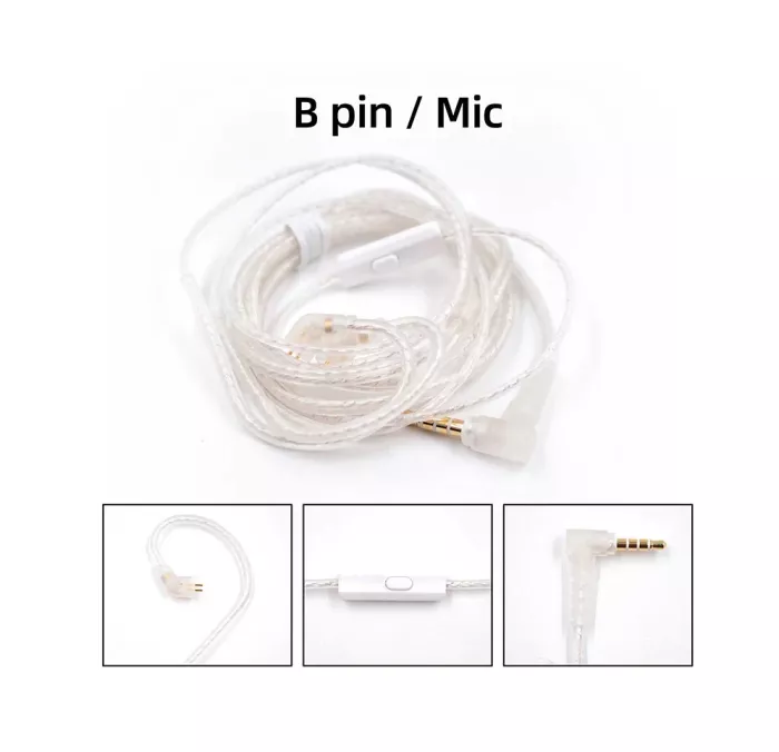 Кабель для навушників з мікрофоном KZ Standard SILVER Cable C MIC