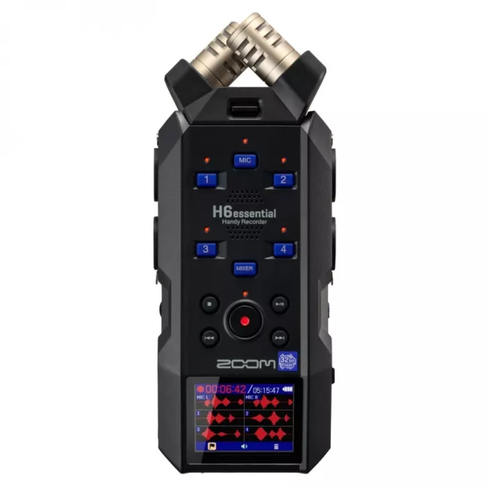 Zoom H6essential портативный рекордер 32-bit Float (6 каналов), Bluetooth (для управления и синхронизации тайм-кода), съемные X/Y микрофоны