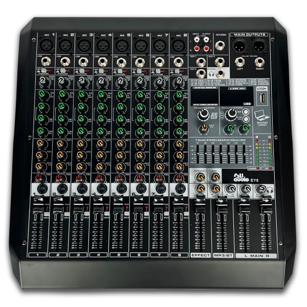 4all Audio EY8 микшерный пульт, 8 моно+1 стерео, USB проигрыватель, Bluetooth, DSP с 256 эффектами