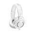 Audio-Technica ATH-M50XWH студійні моніторні навушники закритого типу; Поворотна на 90 градусів конструкція чашок; Моніторинг одним вухом; Складна конструкция; В комплекті 3 кабелі, 6,3мм. адаптер-джек, чохол для зберігання; Вес 280г.