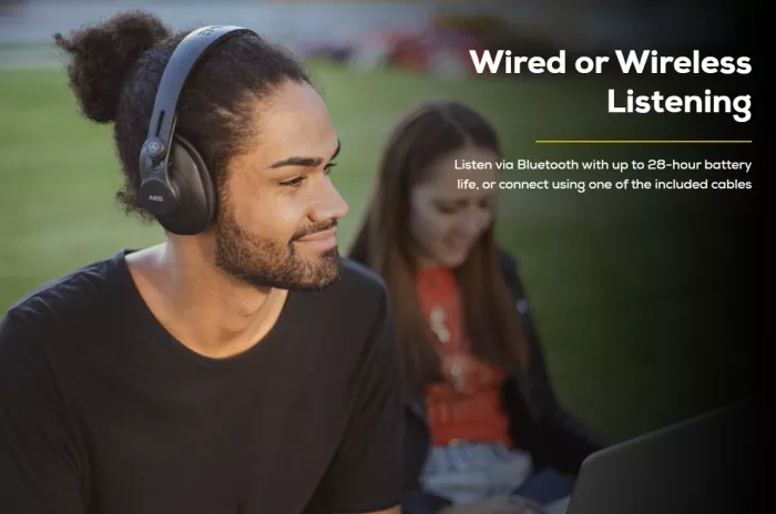 AKG K361-BT складні Bluetooth навушники закритого типу для блогерів та подкастів. Овальні чаши. Поворотний механізм для моніторингу одним навушником. Із кабелем. Вага 220г.