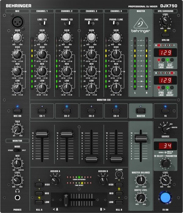 BEHRINGER PRO MIXER DJX750 DJ мікшерний пульт DJ