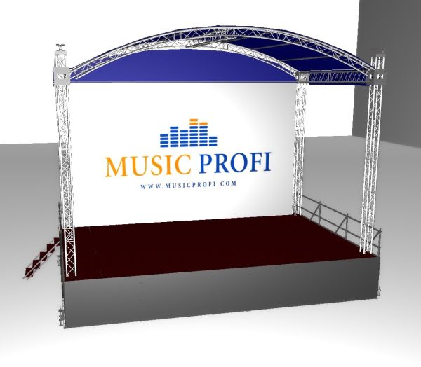 Подіум сталевий з арочним дахом 10х6